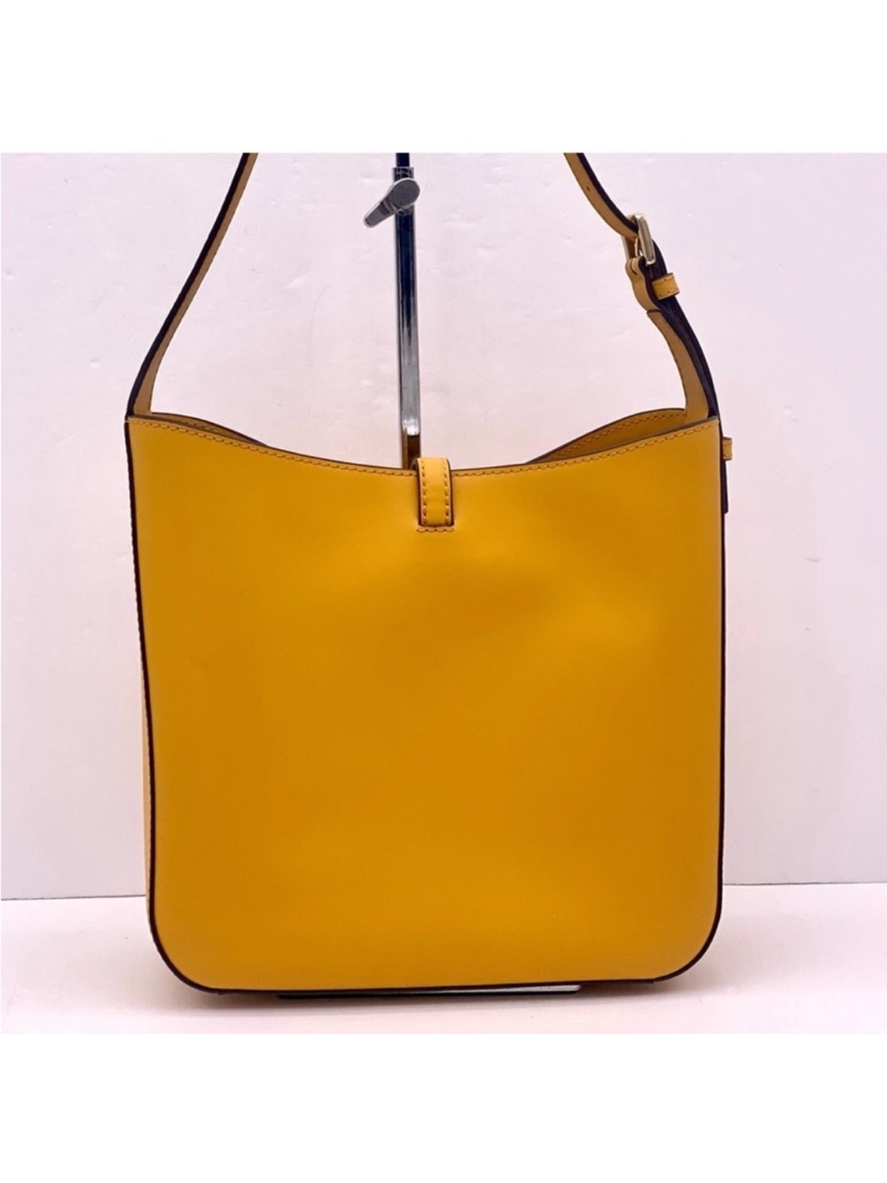 Michael Kors Yellow Leather Shoulder Tote with MK Charm - Picture 4 of 12